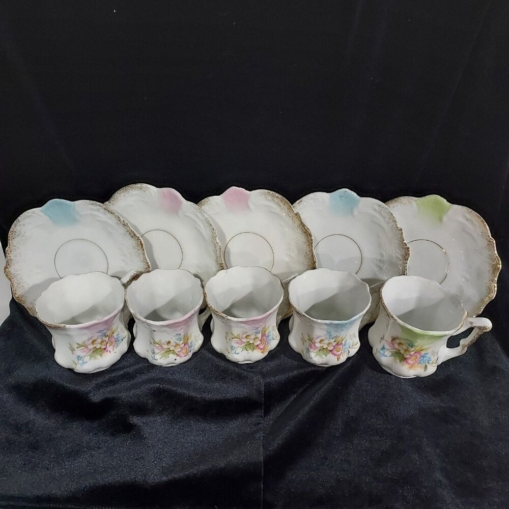 Demitasse Vintage Fancy Espresso Cup Saucer (5) Holds 3oz Liquid